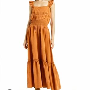 𝅺SUPER NATURAL COLLECTION MARIGOLD SMOCKED POPLIN MAXI DRESS NEW W/TAG